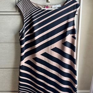 LOFT tan and black short sleeve dress